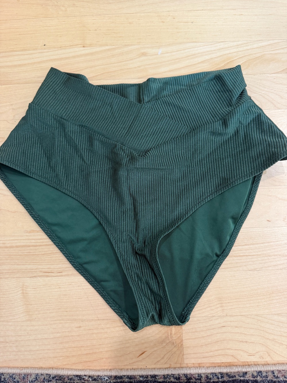 aerie Forest Green Ribbed High-Waist Bikini Bottoms